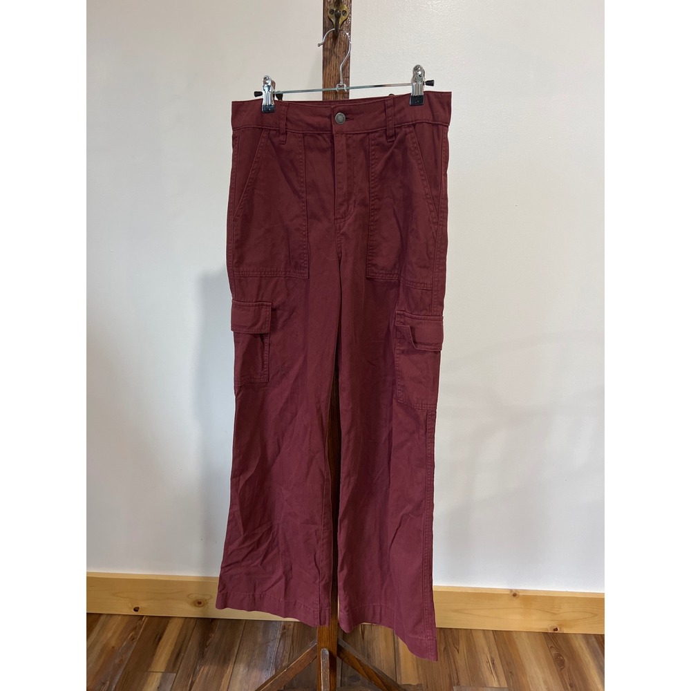Indigo Rising Women Burgundy Wide Leg Cargo Utility Pants Indie Grunge Fall 5/27